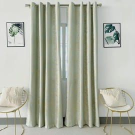 Amidoudou 1 Pair Nordic Style Luxury Velvet Curtains for Living Room Bedroom Green and Gold Curtains (Green,54x96 Inch)