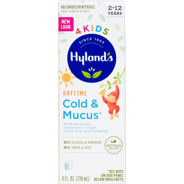 Cold Medicine for Kids Ages 2+ by Hyland's, Cold 'n Mucus Relief Liquid, Natural Relief of Mucus & Congestion, Runny Nose, Cough, 4 Ounces