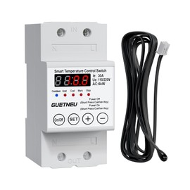 110/220V Temperature Controller, 63A LED Display Temperature Control Switch, -40℉to 284℉Adjustable Thermostat Control Heating and Cooling Mode, for Greenhouse, Hatchery, Cultivation