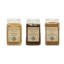 India Tree Mauritius Sugars Chef's Pack - Demerara, Dark Muscovado, and Light Muscovado - 3 Pounds Total