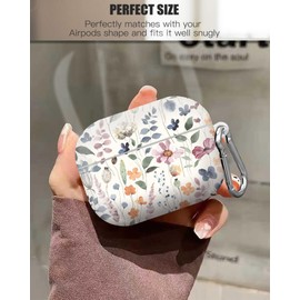 DARDDI Compatible with AirPods Pro 2nd/1st Generation Case Cover, Cute Case Cover with Keychain for AirPod Pro 2&1 Case, for Men Women & Girls (Cute Watercolor Flowers)