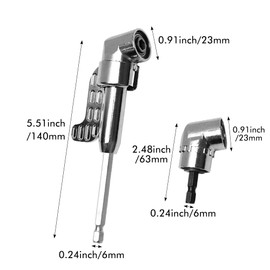 2 Pcs 105 Degree 1/4 Right Angle Drill Adapter,Angle Drill Attachment Impact,Angled Drill bit Attachment,Extension Socket Holder Adapter with Hex Shank Screwdriver(Size:5.51x0.91x0.24inch)