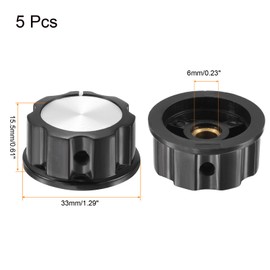 MECCANIXITY Potentiometer Knobs Aluminium Alloy 33x15.5mm 6mm Hole Volume Control Knob Cap for Guitar Bass,Volume Control,Mechanical Switch, Appliances,Audio with 5pcs Set Screw Black 5PCS