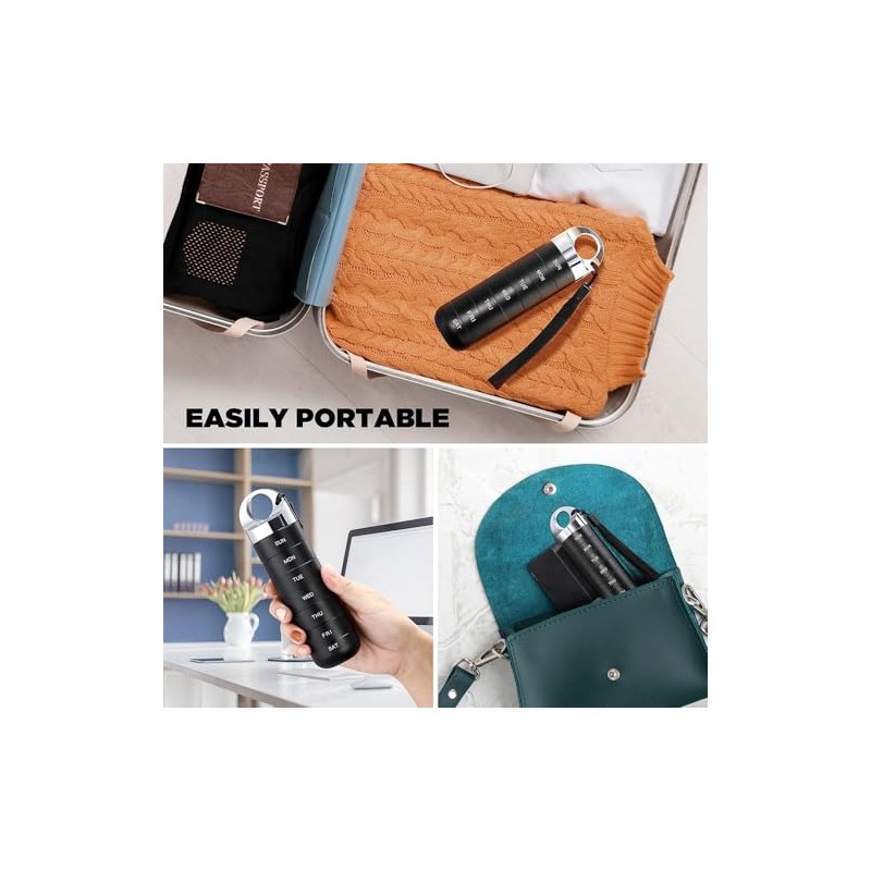 Extra Large Portable 7-Day Weekly Pill Organizer, Waterproof Aluminium Alloy