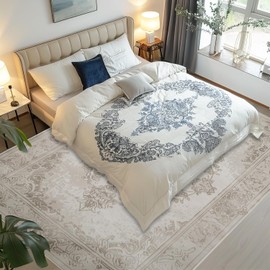 Flexwin Vintage Boho 9x12 Non-Slip Machine Washable Oriental Area Rug - Low Pile Soft Rug for Living Room,Bedroom,Nursery & Farmhouse Decor