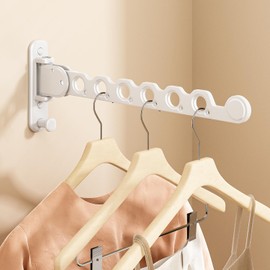 Deasolin Wall Mounted Clothes Drying Rack, Laundry Clothes Hanger Rack Wall Mounted, Foldable Clothes Rack for Laundry Room, Space Saving Closet Storage Organizer Clothes Hanger Indoor, 1pcs(White)