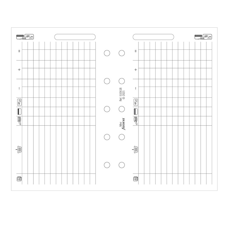 Filofax Organizer Refill, Mini Size, Finances Refill, White Paper, 4.125"