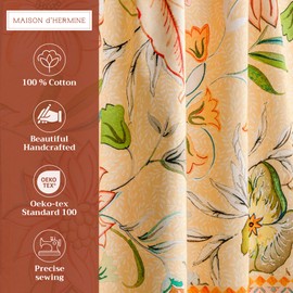 Maison d' Hermine Luxury Loft – Peach 100% Cotton Set of 3 Kitchen Rod Pocket Window Curtain for Cafe | Kitchen | Bedroom | Home [2 Tiers (28"X36") and 1 Valance (56"X18")]