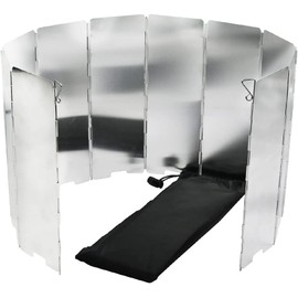 Stove Windshield Foldable Camping Shield - Camp Stove Windscreen for Outdoor Camping - 10 Aluminum Plates Camping Wind Shield for Stove - Folding Wind Shield with Carrying Case for Camping Accessories