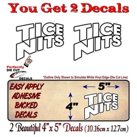 2 TICE Nits 5" Vinyl Decals Racing 4x4 Offroad Truck Titty JDM I Love Boobies Car SUV Stickers (2 Decal Set)