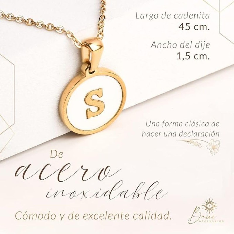 BAUI - Collar para Mujer con Inicial Letra S de