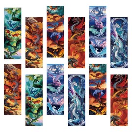 AFRITEE Bulk Vintage Dragon Bookmarks - 12 Pack Fantasy Dragon Themed Paper Bookmarks Suitable for Kid and Teenagers, Red Cool Dragon Retro Bookmark Creative Gifts for Boys Teen Book Lovers