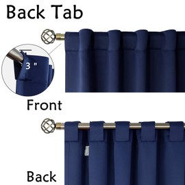 BGment Short Blackout Curtains 30 Inch Length for Small Windows - 34 x 30 inch Curtains Rod Pocket and Back Tab Thermal Insulated Room Darkening Curtains for Kitchen/Cafe Room, 2 Panels, Navy