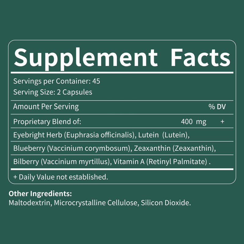 Fuenvegtal Eye Health Capsules with Eyebright Herb (Euphrasia officinalis), Eye