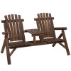 Outsunny Wood Adirondack Patio Bench Chair - Brown
