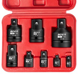 BOEN 8 Piece Impact Socket Adapter and Reducer Set, 1/4" 3/8" 1/2" 3/4" Drive Socket Adapter Set with Durable Case for Impact Driver Conversions Tool Hardware:_BOEN-21P