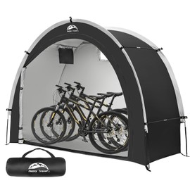 Happy Travel Bike Storage Tent Shed, Outdoor Waterproof Bicycle Covers Shelter with Window for 2/3/4/6 Bikes,Oversized Outside Portable Sheds for Lawn Mower,Garden Tools