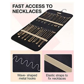KJKVIVH Hanging Jewelry Organizer, Necklace Holder Anti- Earrings Rings Hanger with Pockets Hang on Closet, Wall, Door