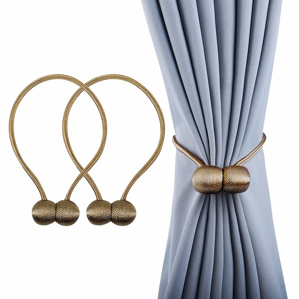 (Champagne Color) Curtain Tassels Curtain Tiebacks Magnets Magnetic Curtain Clips Strong Magnets Set of 2
