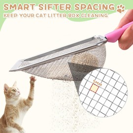 UMUACCAN Cat Litter Scoop,Sturdy Litter Cleaner Corner Shovel,2Pcs Stainless Steel Mesh Litter Shovel,Easy to Clean Reptile Terrarium Sand Waste,Beach Shovel(2 Pcs Pink)