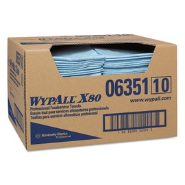 Kimberly-Clark WypAll 06351 X80 Foodservice Paper Towel, 13 1/2 x 24, Blue - Case of 150