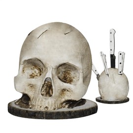 Küchenständer Totenkopf – Halterung für die Küche | Schrecklicher Kopf-Organizer, Küchenutensilienhalter, gruselige Dekoration, Organisation des Hauses für Kamine, Theke, Aufbewahrung