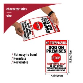 Warning Tin Sign No Trespassing Dog on Premises Stop Keep gate Shut do not Enter Without Permission or Owner Present,Suitable for Garden Decoration