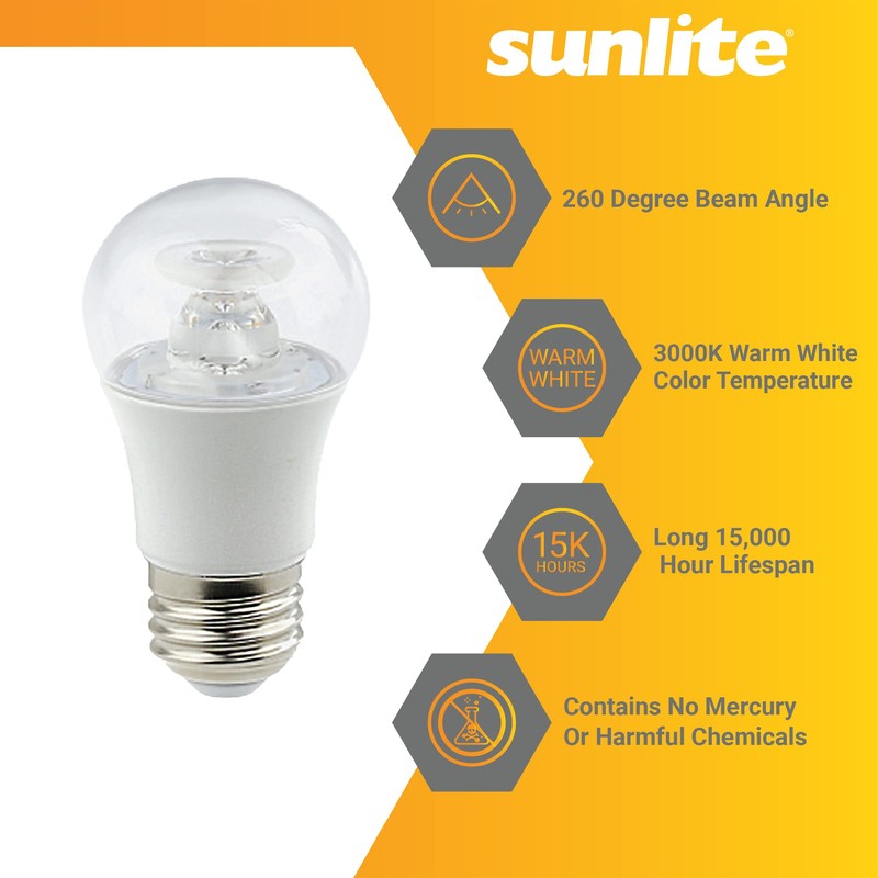Sunlite 45162 LED A15 Appliance Clear Light Bulb, 6 Watts