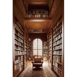 AOFOTO Vintage Library Backdrop Bookshelf Corridor Antique Books Sofa Study Photography Background Tapestry Portrait Photo Booth Prop Office Video Conference Meeting Background Home Wall Decor 5x7ft