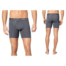 Tommy John Men's Cool Cotton Mid Length Boxer Briefs, No Ride-Up Soft Stretch Waistband Comfortable Breathable Underwear for Men Mesh Quick Dry, 3 Pack (Iron Grey, XXL)