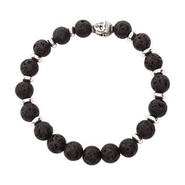 Serina & Company Marble Lava Aromatherapy Essential Oil Bracelet | Look Glamorous & Feel Blissful | Black & Silver | 8.5"