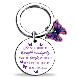 igvean Christian Gifts for Women Bible Verse Gifts Purple Butterfly Keychain Baptism Favors Inspirational Religious Gift for Women Friends Bestie Mother Bible Accessories