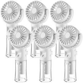 ZeahVeyora 6 Pack Handheld Portable Misting Fan 4 Speeds Rechargeable Battery Operated Fan with Water Sprayer Mini Personal Cooling Fans for Outdoor Travel Makeup Home Office Camping(White)