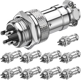 DIYhz GX16 - Adaptador de conector de aviación de metal circular de metal para montaje en panel, 10 unidades