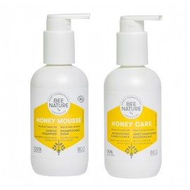 Bee Nature - Shampoo & Conditioner Sets - Bio-Honig und Rizinusöl - Gegen Schuppen, Spendet Feuchtigkeit, Nährt und Repariert - Ideal für Trockenes, Lockiges und Strapaziertes Haar - Je 200ml