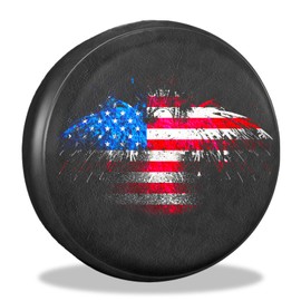16 Inch American Flag Eagle Spare Tire Cover Waterproof Dust-Proof UV Sun Wheel Tire Cover Fit for Jeep,Trailer, RV, SUV and Many Vehicle,Wheel Diameter 30"- 31"