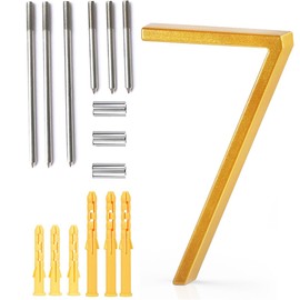 Premium 5" Floating Zinc Alloy House Numbers - Gold & Silver Starry Shine Finish, 304 Stainless Steel Screws, Long & Short Options, Unique Floating Shadow Design(Gold Galaxy-Number 7)