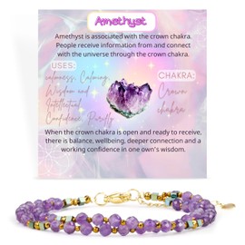 Farfume Bracelet for Women with Gemstone Beads, Chakra, 4 mm Real Natural Crystal Stones, Jewellery Gifts for Women, Stone