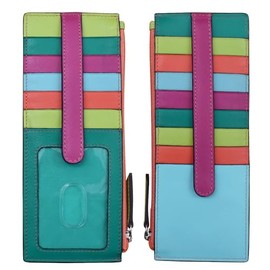 ili New York 7800 Leather Card Holder with RFID Blocking Lining (Paradise Multi)