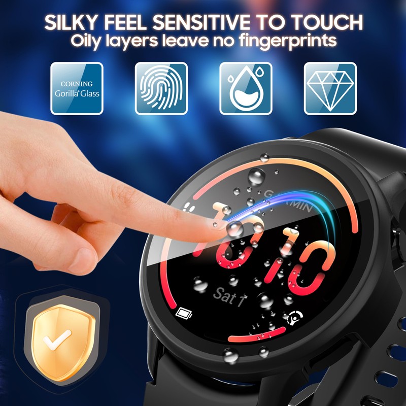 3 Pack for Garmin Vivoactive 6 Case 9H Tempered Glass