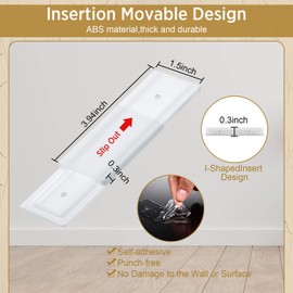 Yinkin 6 Pcs Power Strip Holder Self Adhesive Power Strip Wall Mounted Protector Punch Free Cable Management System Plug-in Surge Protector Holder Power Strip Holder for Computer Office
