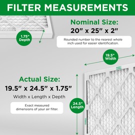 Mann+Hummel 20x25x2 MERV 8 Pleated HVAC AC Furnace Air Filters. 4 Pack. (Exact Size: 19.5 x 24.5 x 1.75 Inches)