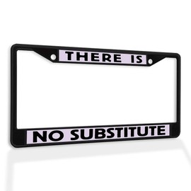 Fastasticdeals Metal Insert License Plate Frame There is No Substitute Weatherproof Car Accessories Black 2 Holes Solid Insert