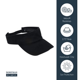 Dorfman Hat Co. Men's Garment Washed Twill Visor (Navy)
