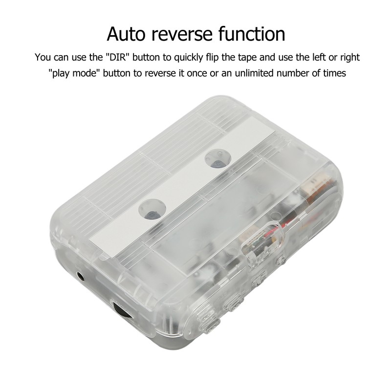 Cassette to MP3 Converter Multifunction Auto Reverse Transparent Retro Portable