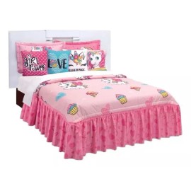 Colchas Elefantito Colcha Unicornio Rosa + Cojin Y Funda Individual Elefantito