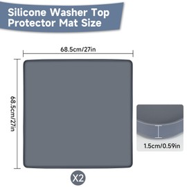 yintok 2PCS Washer and Dryer Covers for The Top, 27''x 27'' Silicone Washer and Dryer Top Protector Mat, Non-Slip Waterproof Washing Machine Cover Protector Top Load for Laundry & Kitchen
