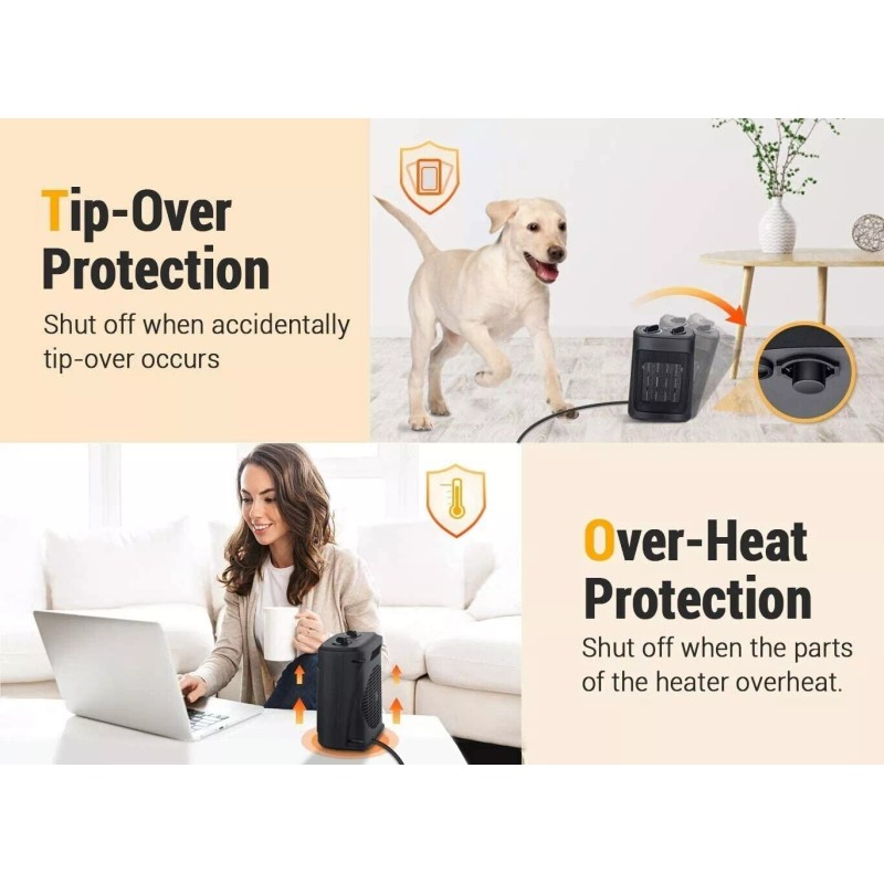 Pelonis Space Heater With Thermostat Electric Ceramic 1500-Watt 9-Inch Black-NEW