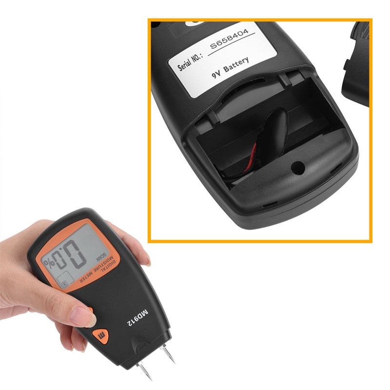 MD912 Digital LCD 2/4 Pin Wood Moisture Meter Detector Timber
