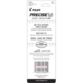 PILOT Precise V5 Stick Deco Collection Liquid Ink Rolling Ball Stick Pens, Extra Fine Point (0.5mm) Black Ink, 2-Pack (38800)